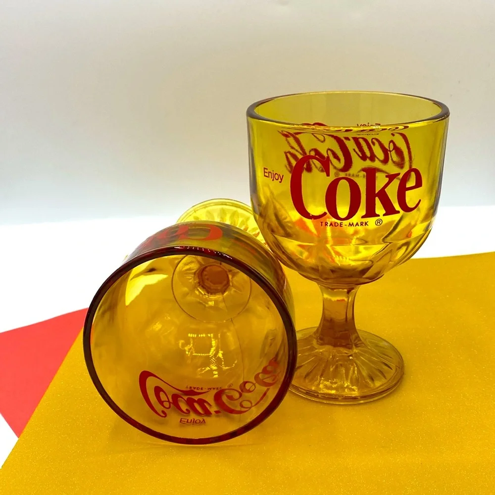 Vintage 1970 “Enjoy Coca-Cola” Amber Glass With Red Lettering